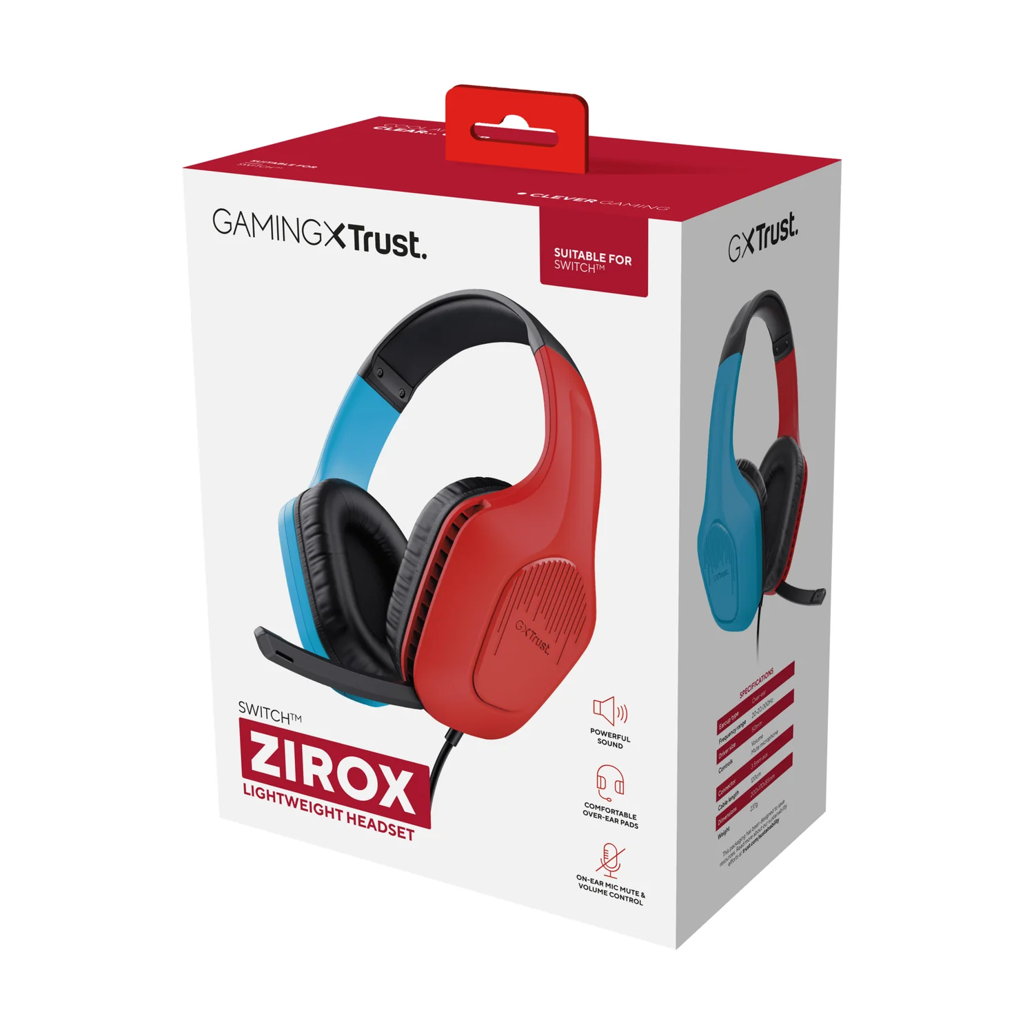Auscultadores Gaming Trust GXT 416S Zirox com Fios para Nintendo Switch Preto/Ciano/Vermelho - Imagem 8