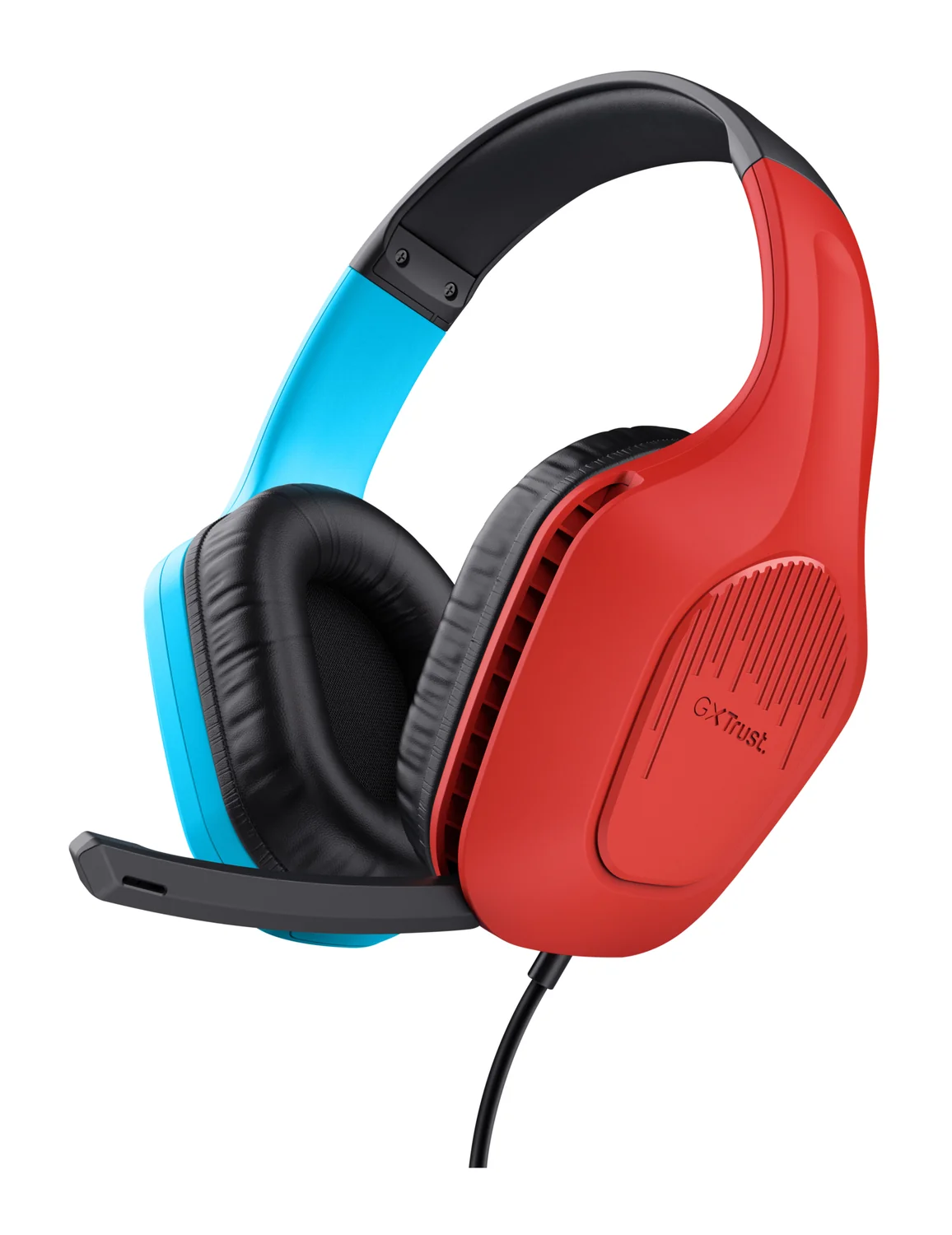 Auscultadores Gaming Trust GXT 416S Zirox com Fios para Nintendo Switch Preto/Ciano/Vermelho - Imagem 1