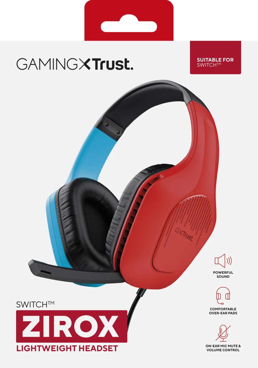 Auscultadores Gaming Trust GXT 416S Zirox com Fios para Nintendo Switch Preto/Ciano/Vermelho - Imagem 9