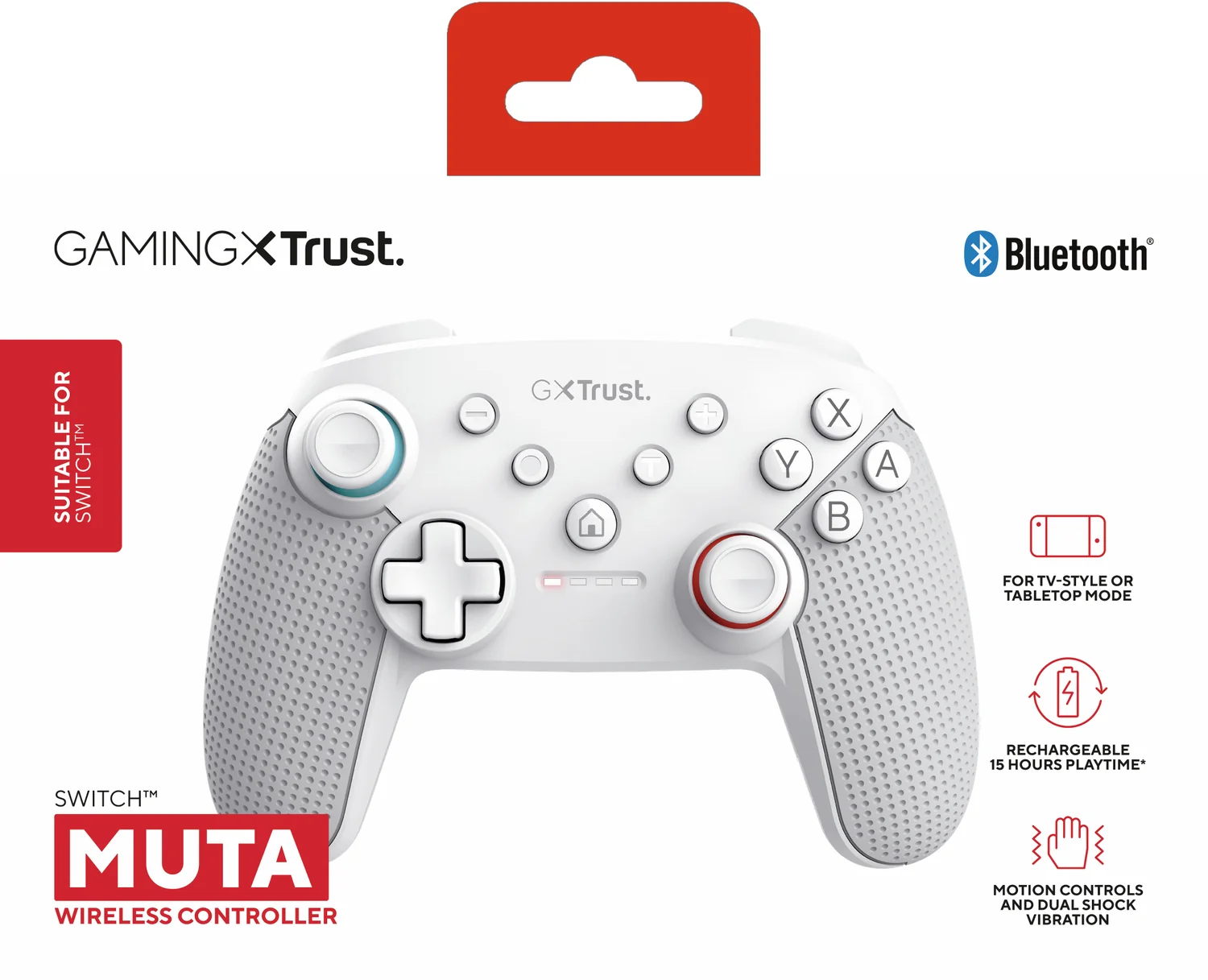 Comando Trust GXT 1246W Muta Bluetooth Nintendo Switch Sem Fios Branco 15 Botões Bateria 15h - Imagem 4
