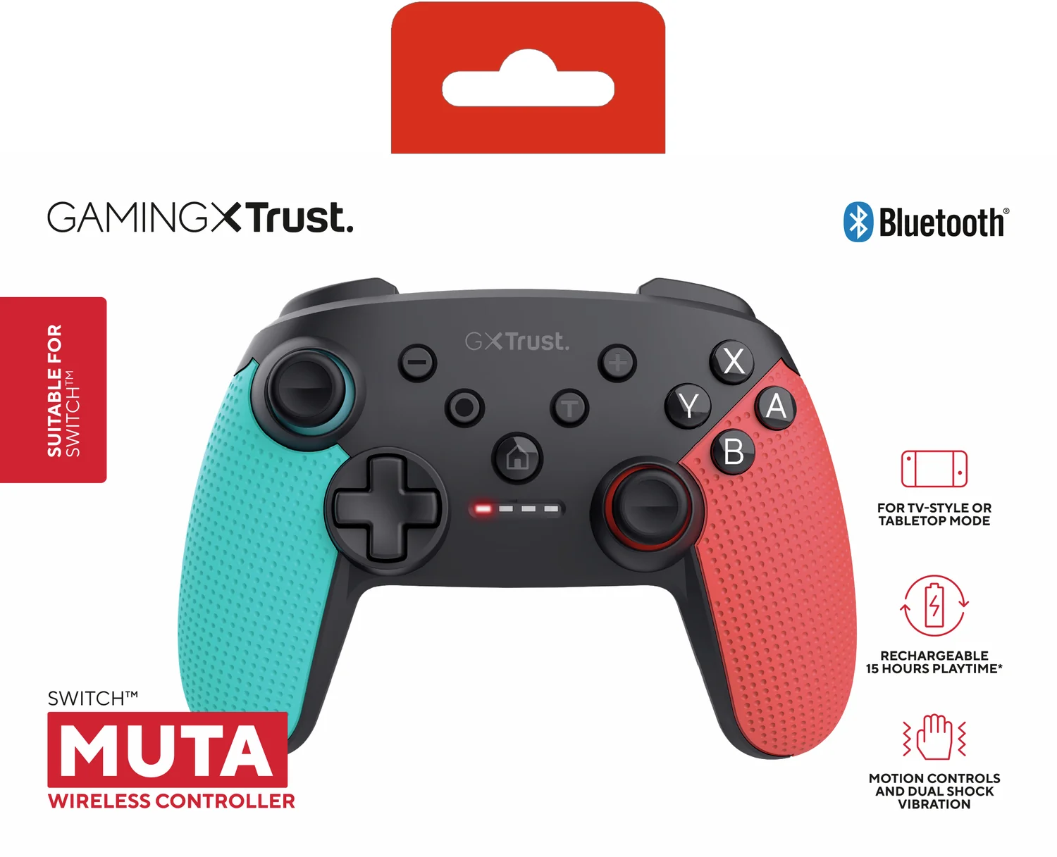 Comando sem Fios Trust GXT 1246B Muta para Nintendo Switch Bluetooth Azul/Vermelho - Imagem 7