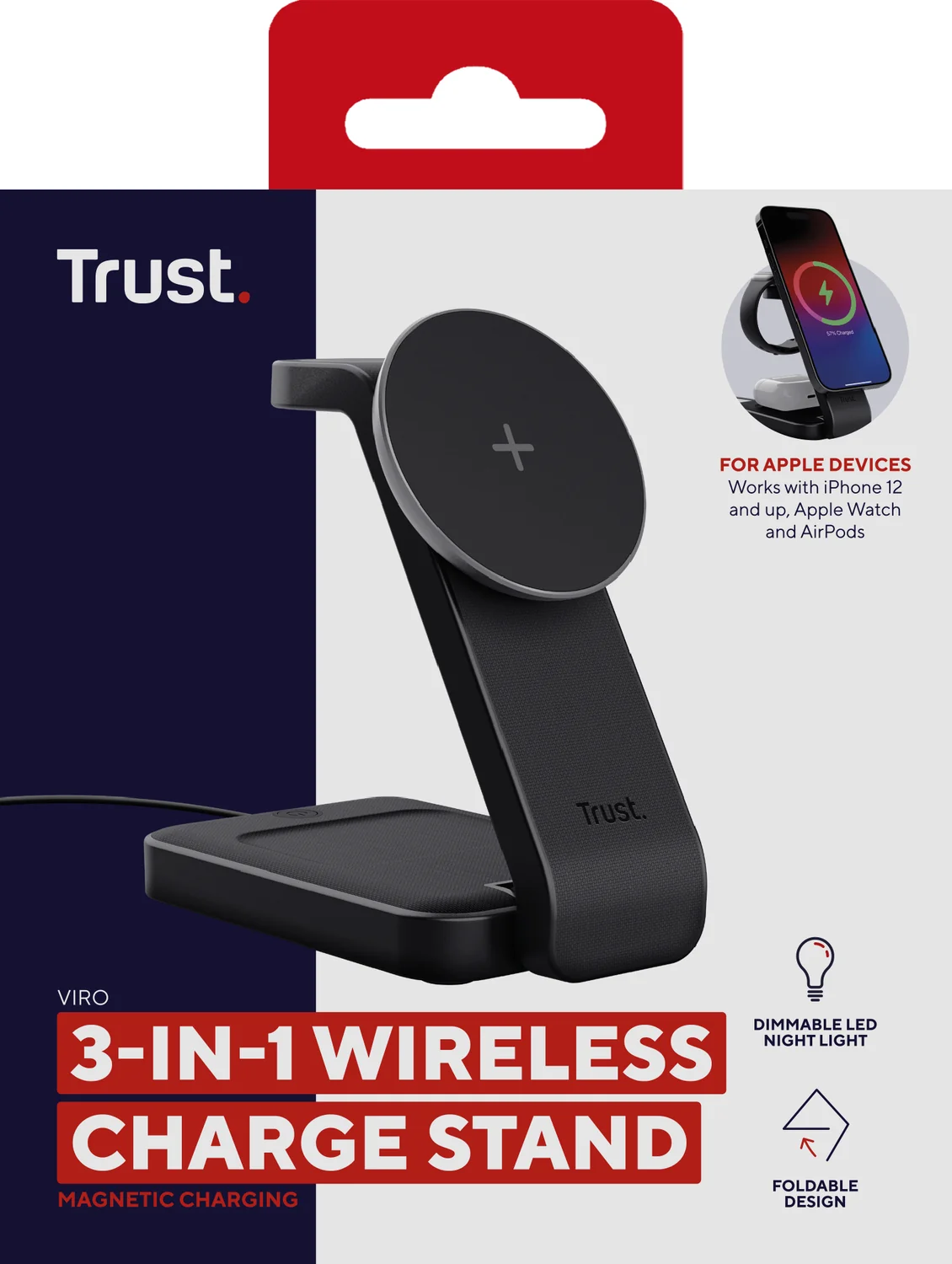 Carregador Magnético sem Fios Trust Viro 3 em 1 para iPhone, Apple Watch e AirPods 20W Preto - Imagem 11