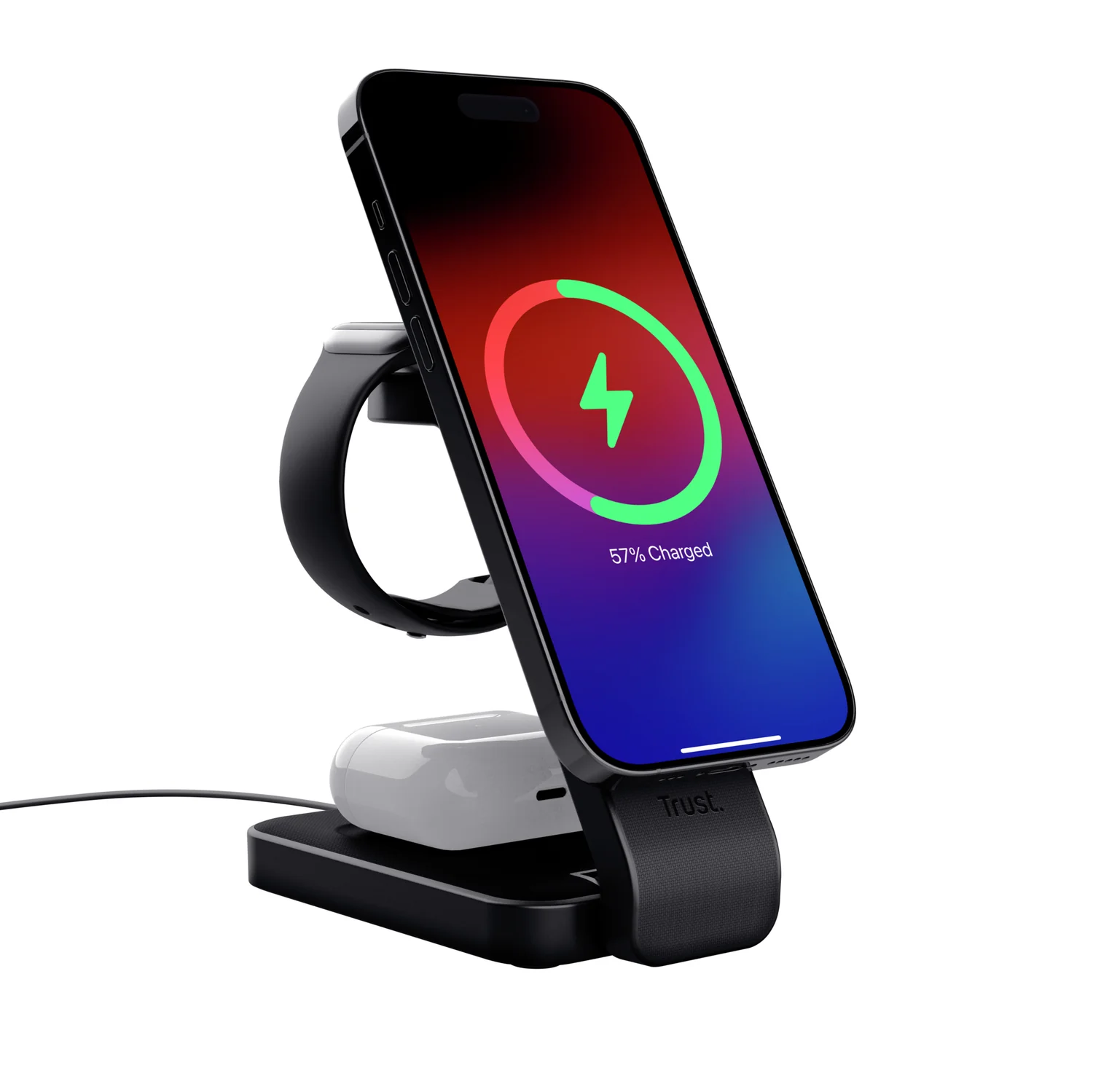 Carregador Magnético sem Fios Trust Viro 3 em 1 para iPhone, Apple Watch e AirPods 20W Preto - Imagem 2