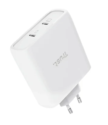 Carregador Trust Maxo 100W GaN 2 Portas USB-C Power Delivery 3.0 PPS com Cabo USB-C 2m Branco - Imagem 2