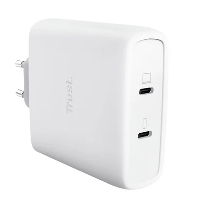 Carregador Trust Maxo 100W GaN 2 Portas USB-C Power Delivery 3.0 PPS com Cabo USB-C 2m Branco - Imagem 3
