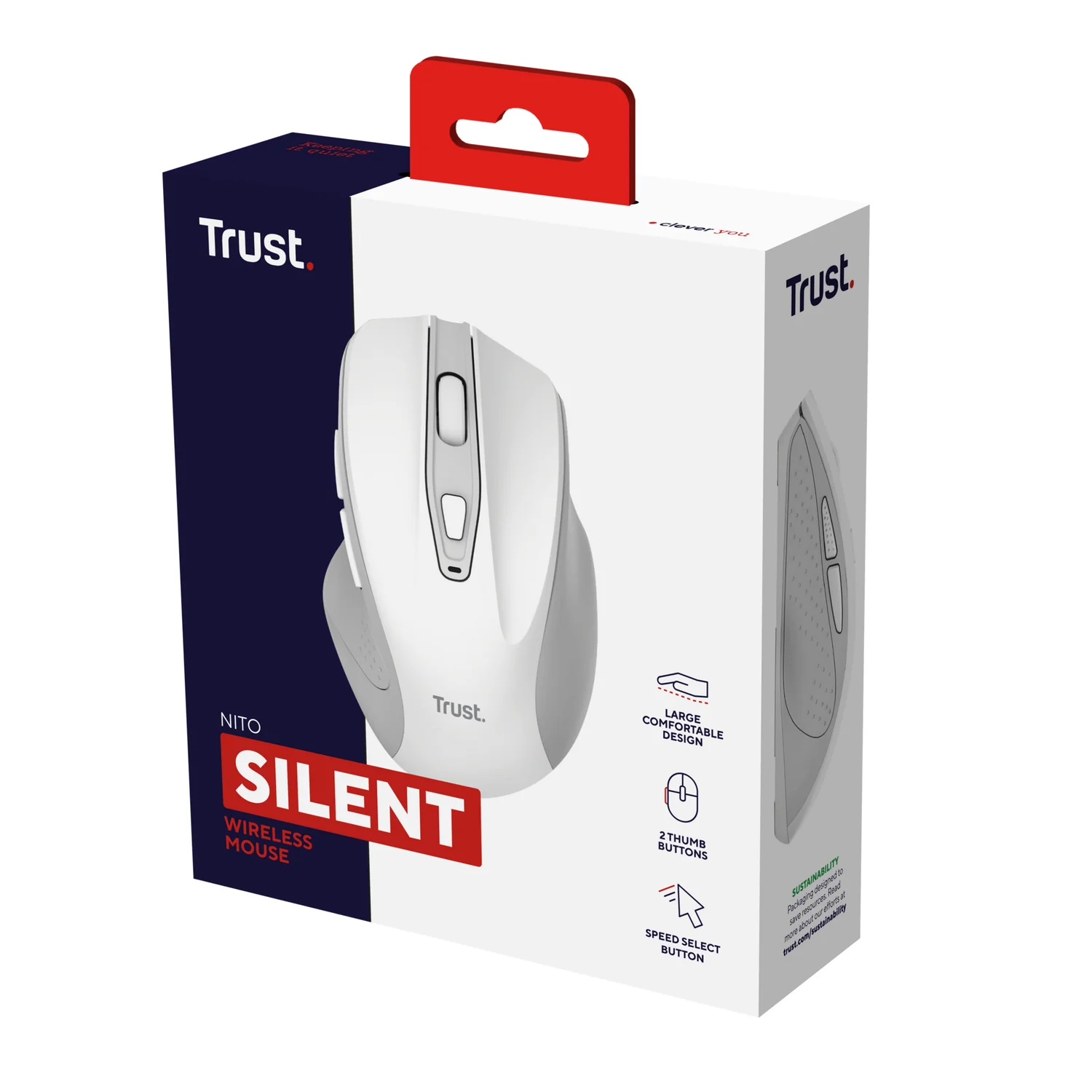 Rato Sem Fio Silencioso Trust Nito 2200 DPI RF Wireless 5 Botões Branco - Imagem 7