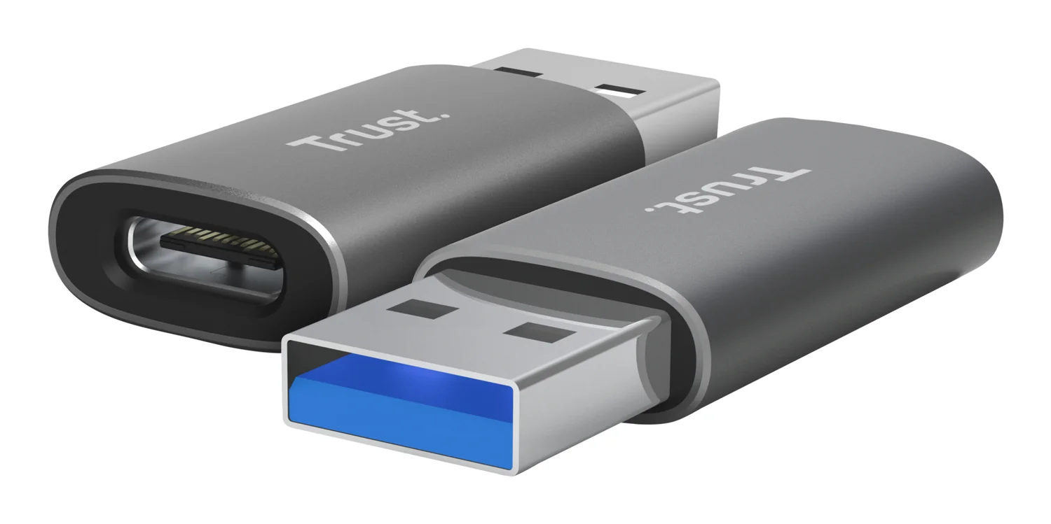 Adaptador USB Trust Calyx USB-C fêmea para USB-A macho cinzento pack 2 unidades - Imagem 1