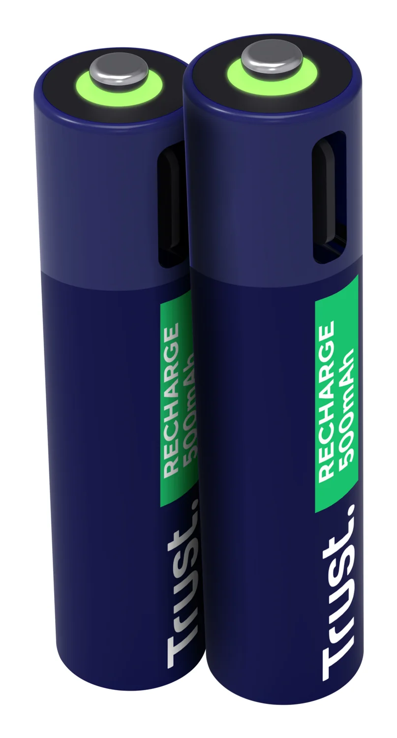 Pilhas Recarregáveis Trust AAA USB-C 500 mAh (Pack de 2) 800 Ciclos Azul/Verde - Imagem 1