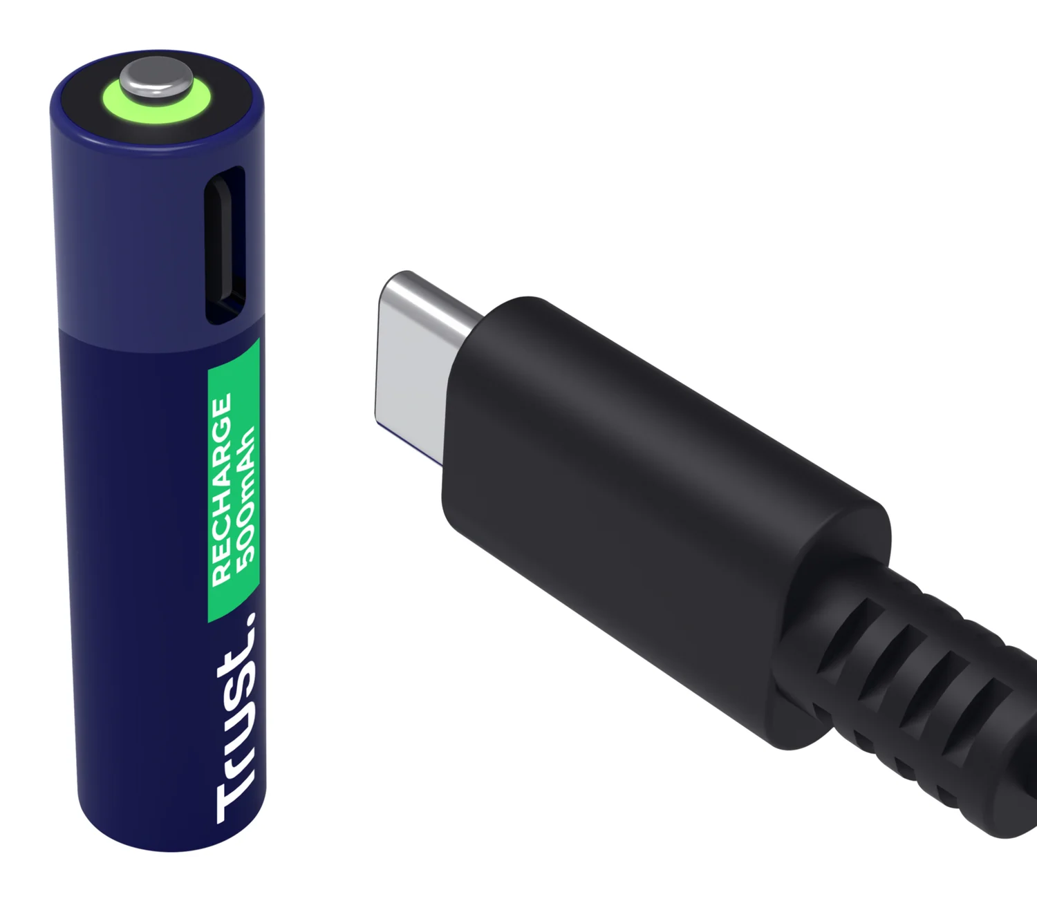 Pilhas Recarregáveis Trust AAA USB-C 500 mAh (Pack de 2) 800 Ciclos Azul/Verde - Imagem 2