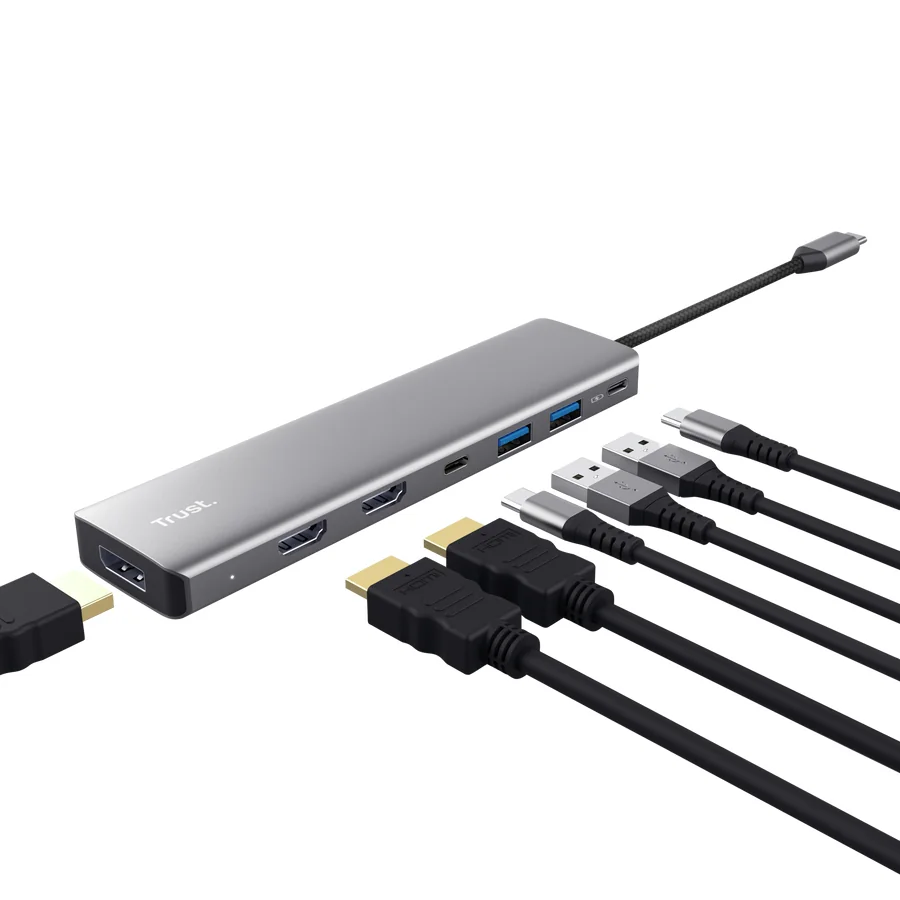 Adaptador Multiportas USB-C 7-em-1 Trust DALYX com HDMI e USB 3.2 – Alumínio - Imagem 2