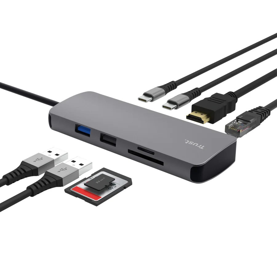 Hub USB-C Trust Dalyx 8 em 1 HDMI RJ-45 Power Delivery SD/MicroSD - Imagem 2