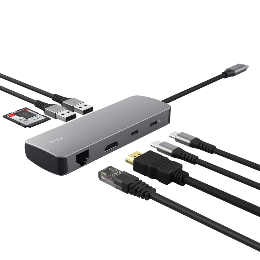 Hub USB-C Trust Dalyx 8 em 1 HDMI RJ-45 Power Delivery SD/MicroSD - Imagem 3