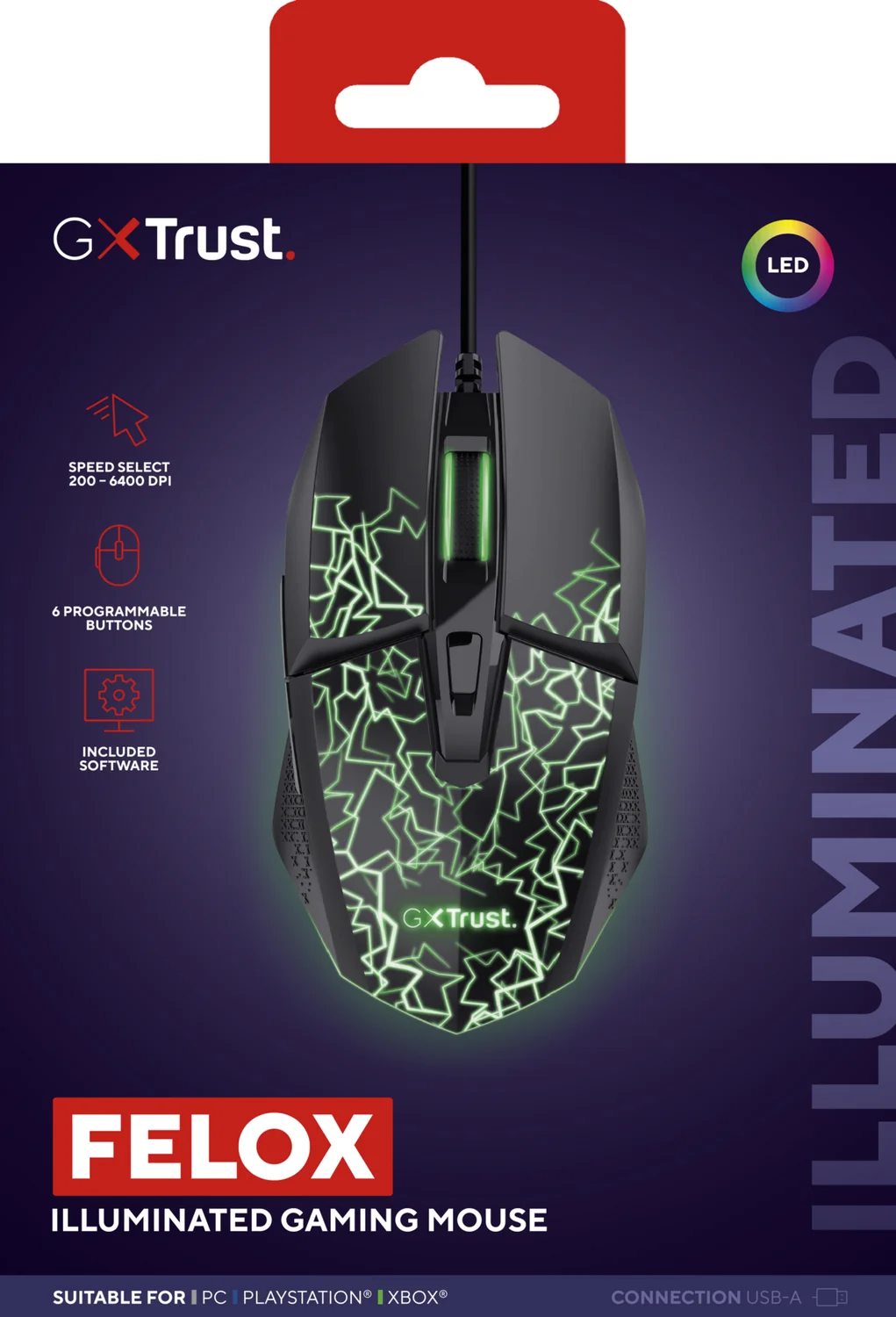 Rato Gaming Trust GXT 113 Felox 6400 DPI 6 Botões Iluminação LED Multi-cor USB Preto - Imagem 7