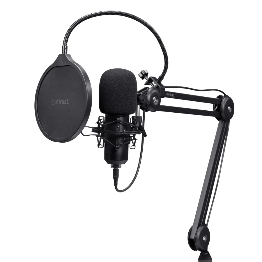 Microfone Podcast Trust GXT 270 Emita II USB com Braço Preto - Imagem 1
