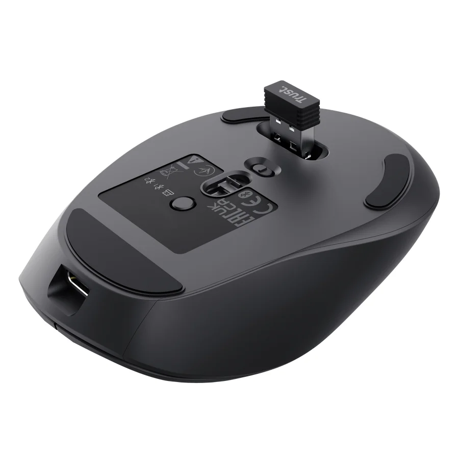 Rato Sem Fios Trust Zevo Recarregável 4000 DPI Bluetooth e RF Silencioso Multi-dispositivo Preto - Imagem 7