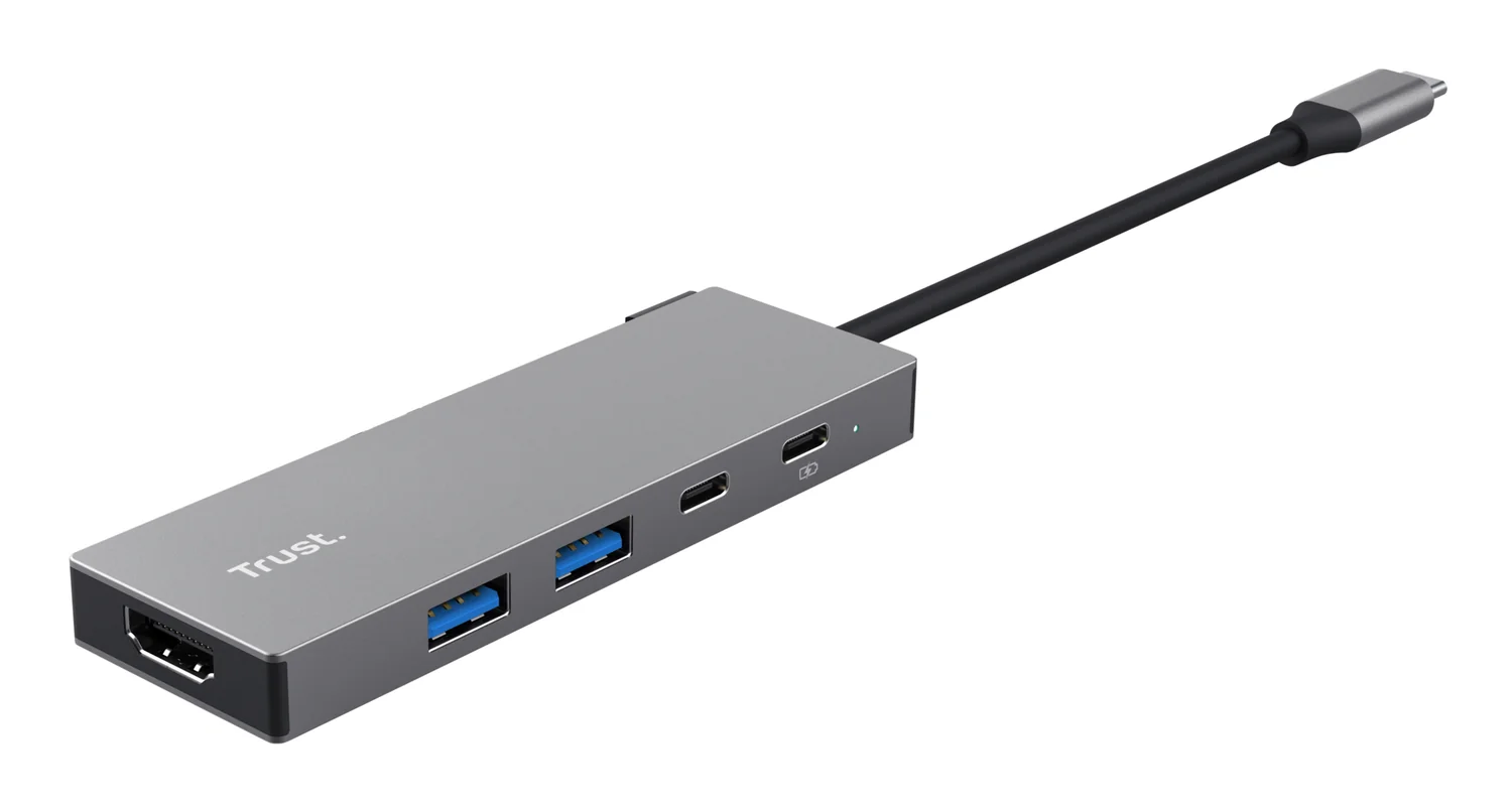Hub USB-C Trust Dalyx 5-em-1 Multiportas HDMI + USB 3.2 + USB-C Cinzento - Imagem 4