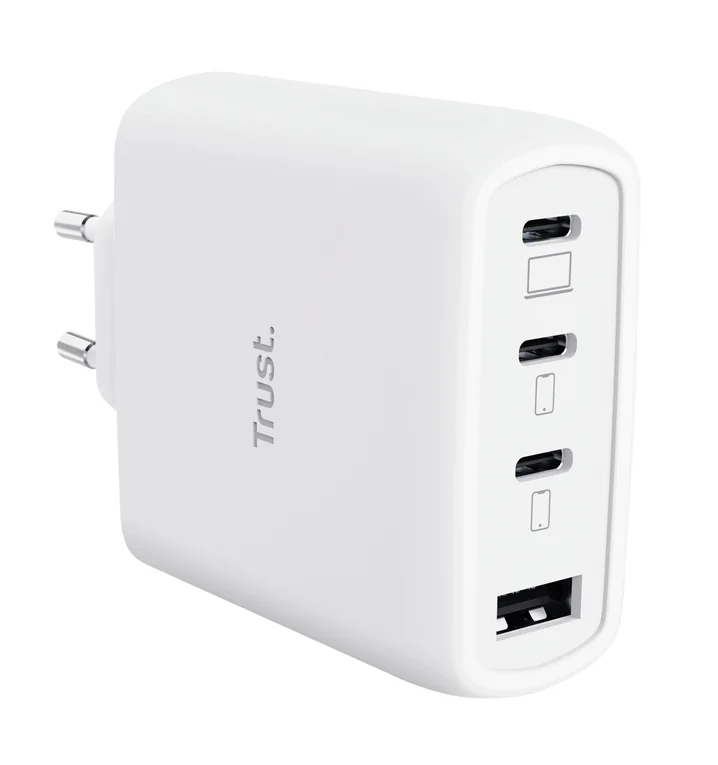 Carregador GaN Trust Maxo 65W 4 Portas USB-C + USB-A Carregamento Rápido PD QC4+ Branco - Imagem 3