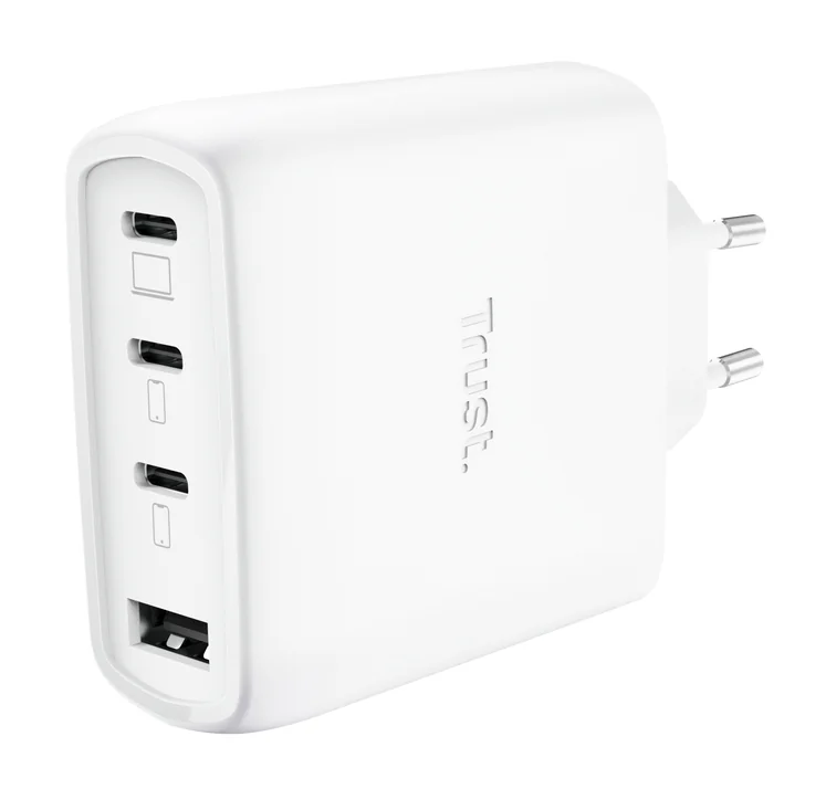 Carregador GaN Trust Maxo 65W 4 Portas USB-C + USB-A Carregamento Rápido PD QC4+ Branco - Imagem 1