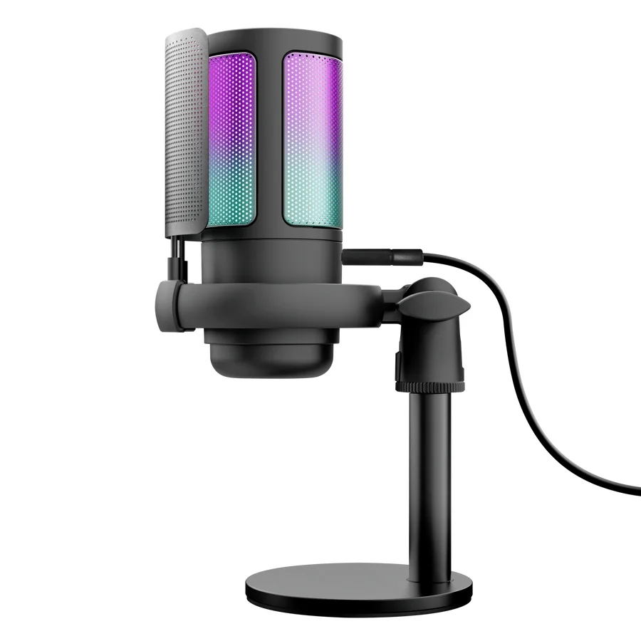Microfone USB Trust GXT 238 Auron Podcast 48 kHz 16 bit com Filtro e Suporte Anti-Choque Preto - Imagem 1