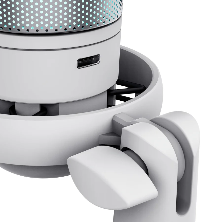 Microfone USB Trust GXT238W Auron Podcast 48kHz 16-bit USB-C com Suporte e LED Branco - Imagem 7