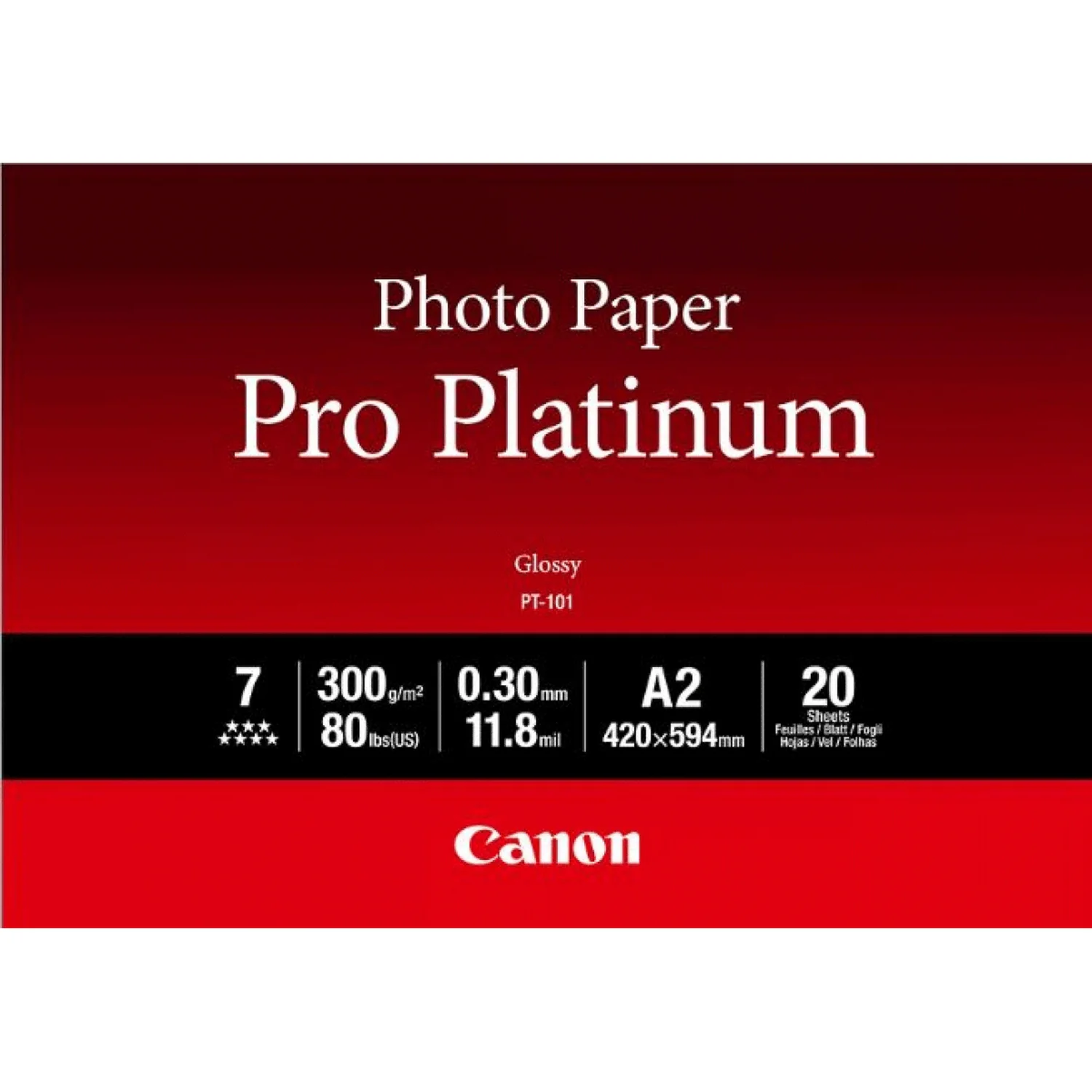 Papel fotográfico Canon Platinum Pro A2 300 g/m² alto brilho 20 folhas