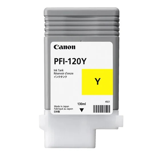 Tinteiro Canon PFI-120 Amarelo 130ml - Pigmento Original para TM-200, TM-205, TM-300, TM-305