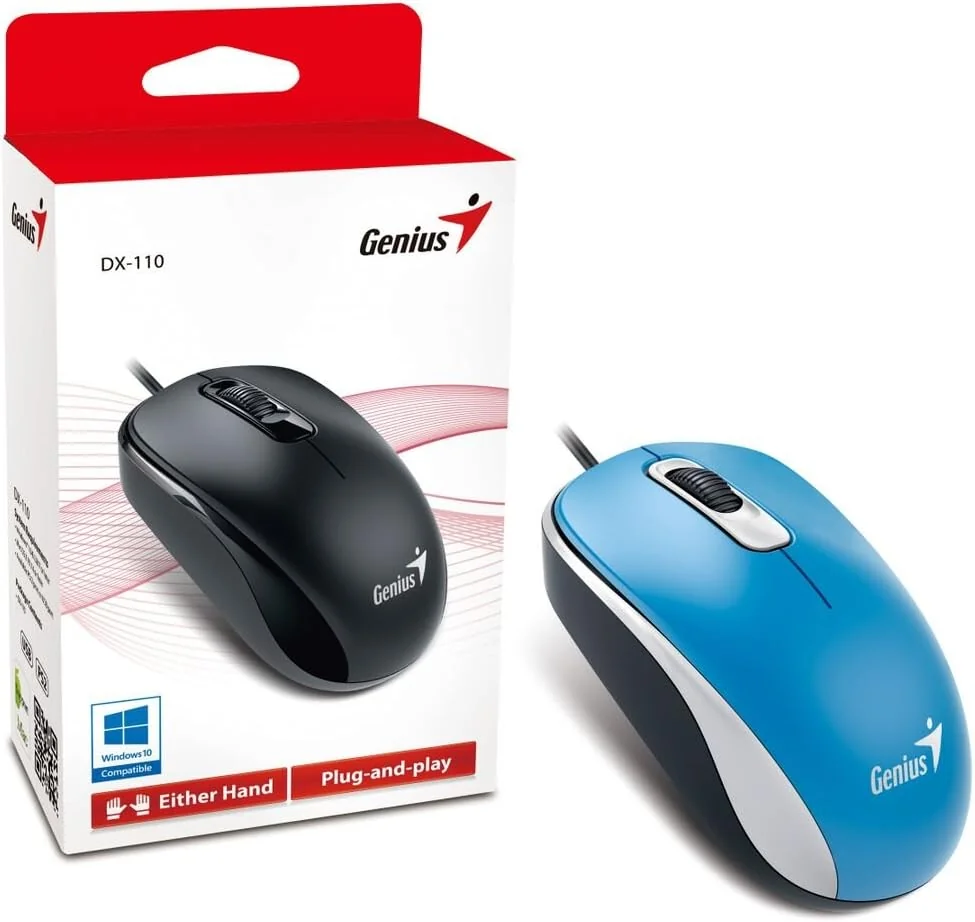 Rato com Fio Genius DX-110 USB Azul — Ergonómico para PC e Portátil - Imagem 2