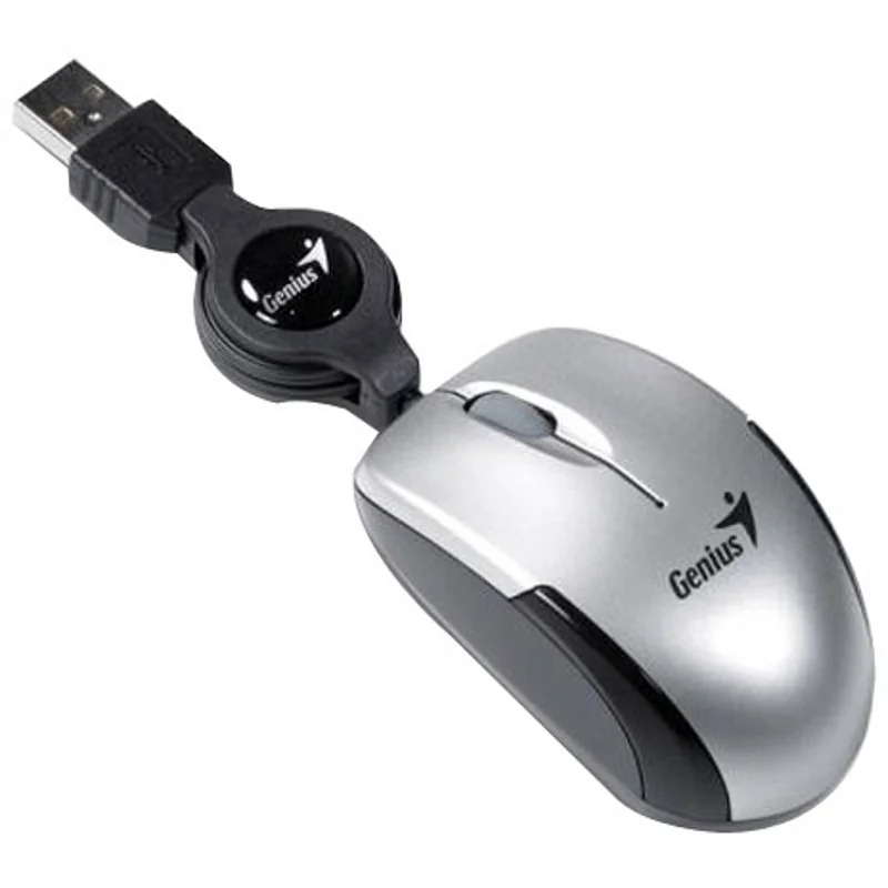 Rato com fio Genius Micro Traveler V2 USB compacto prateado