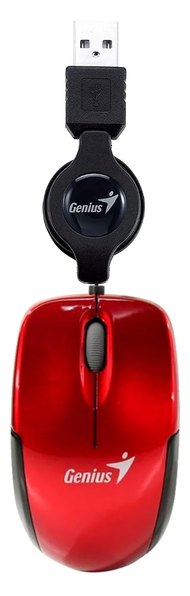 Rato com Fio Genius Micro Traveler V2 USB Ruby — Compacto para Portátil