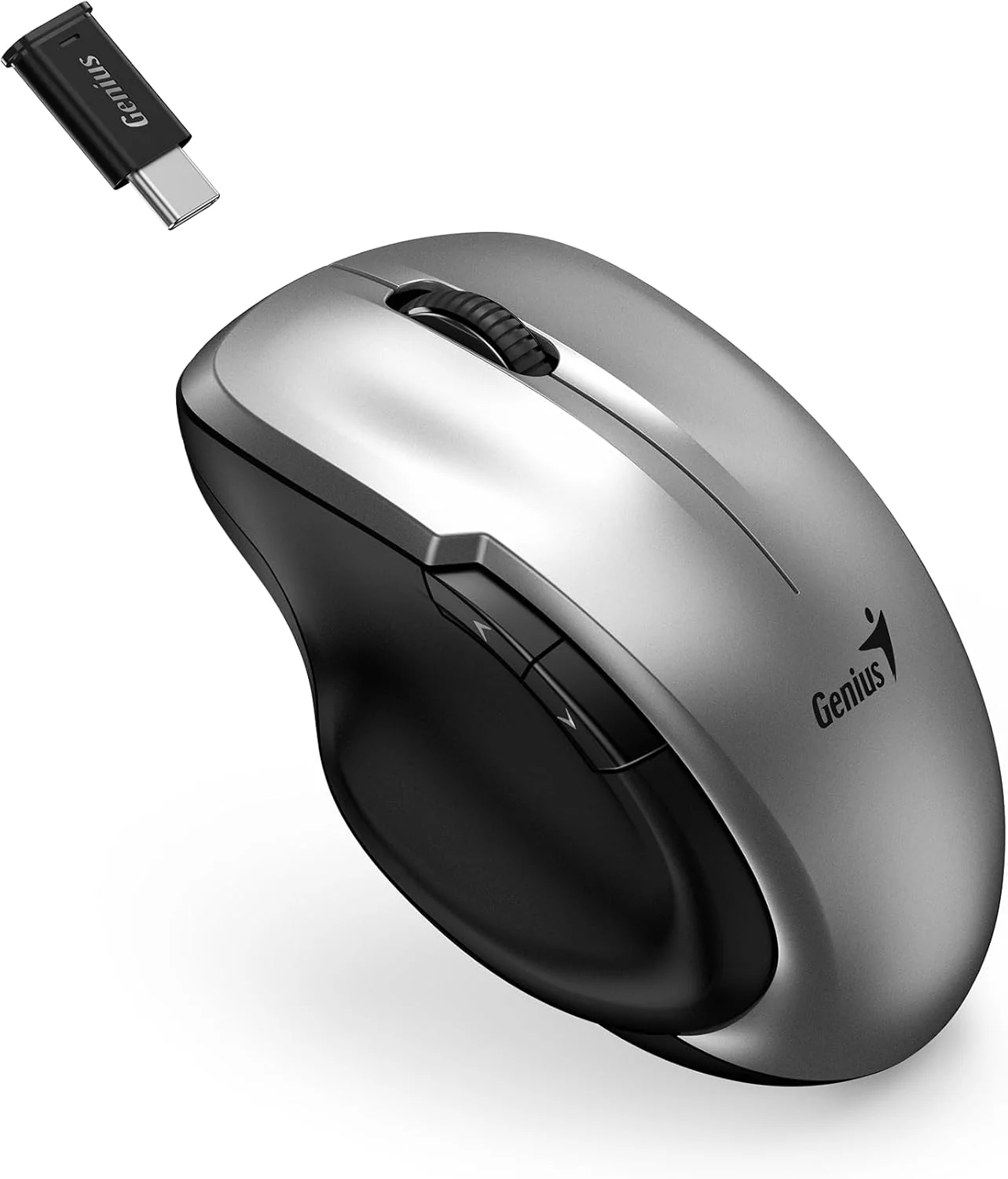 Rato sem Fios Genius Ergo 8200S Prateado — Ergonómico com USB-C para PC - Imagem 2