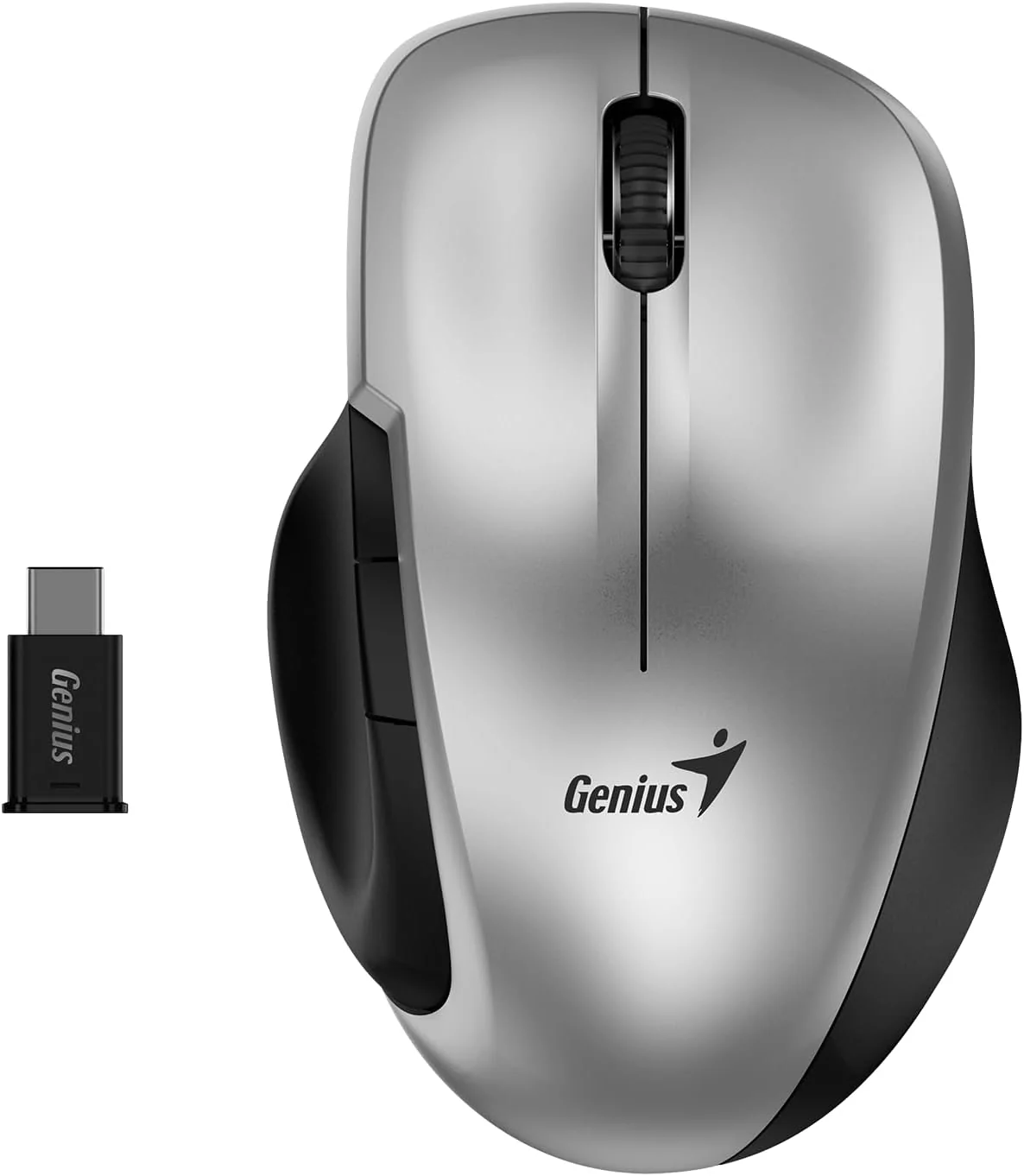 Rato sem Fios Genius Ergo 8200S Prateado — Ergonómico com USB-C para PC - Imagem 1