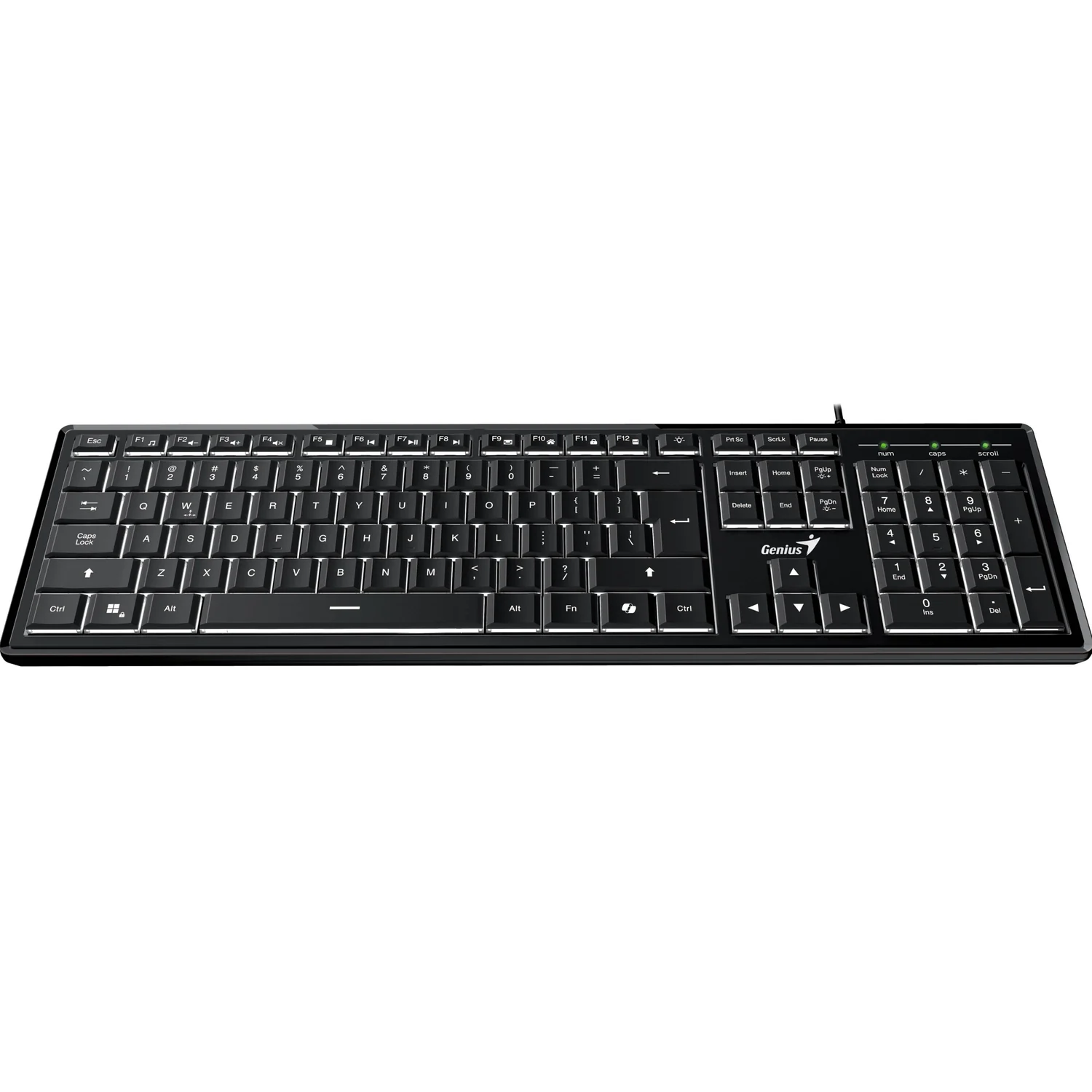Teclado com fios Genius SlimStar 820 AI iluminado preto multimédia - Imagem 2