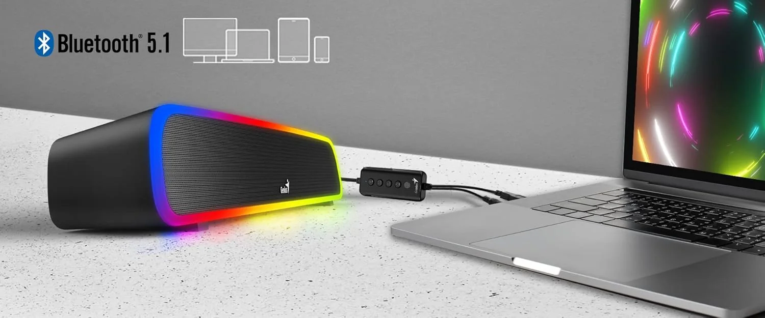 Barra de Som Genius SoundBar 200BT Bluetooth 5.1 RGB 4W com Entrada Line-in - Imagem 5