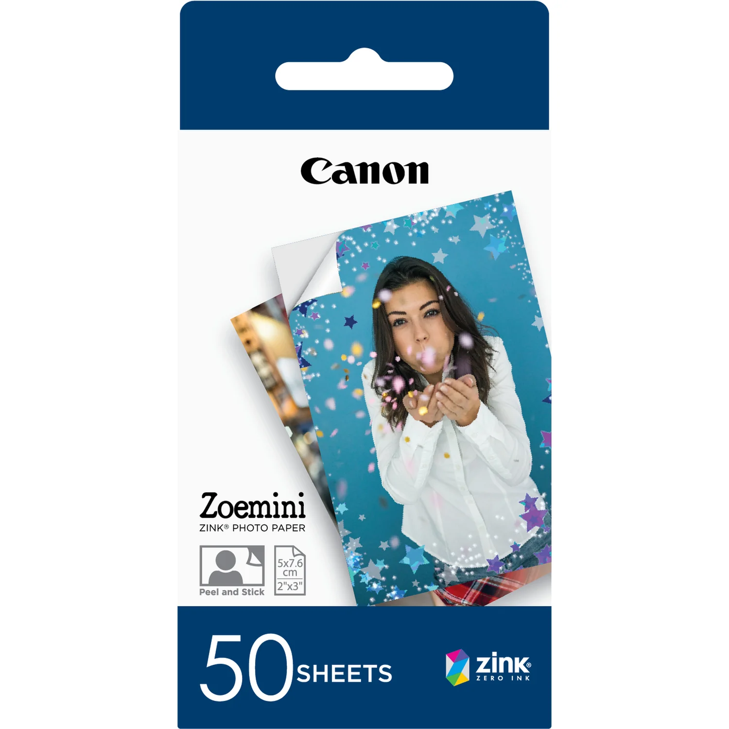 Papel Fotográfico ZINK Canon ZP-2030 5x7,6cm 50 Folhas p/ Zoemini