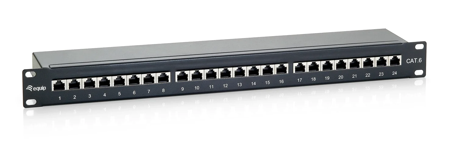 Patch Panel Equip 326424 CAT6 24 portas 19" 1U Blindado Preto