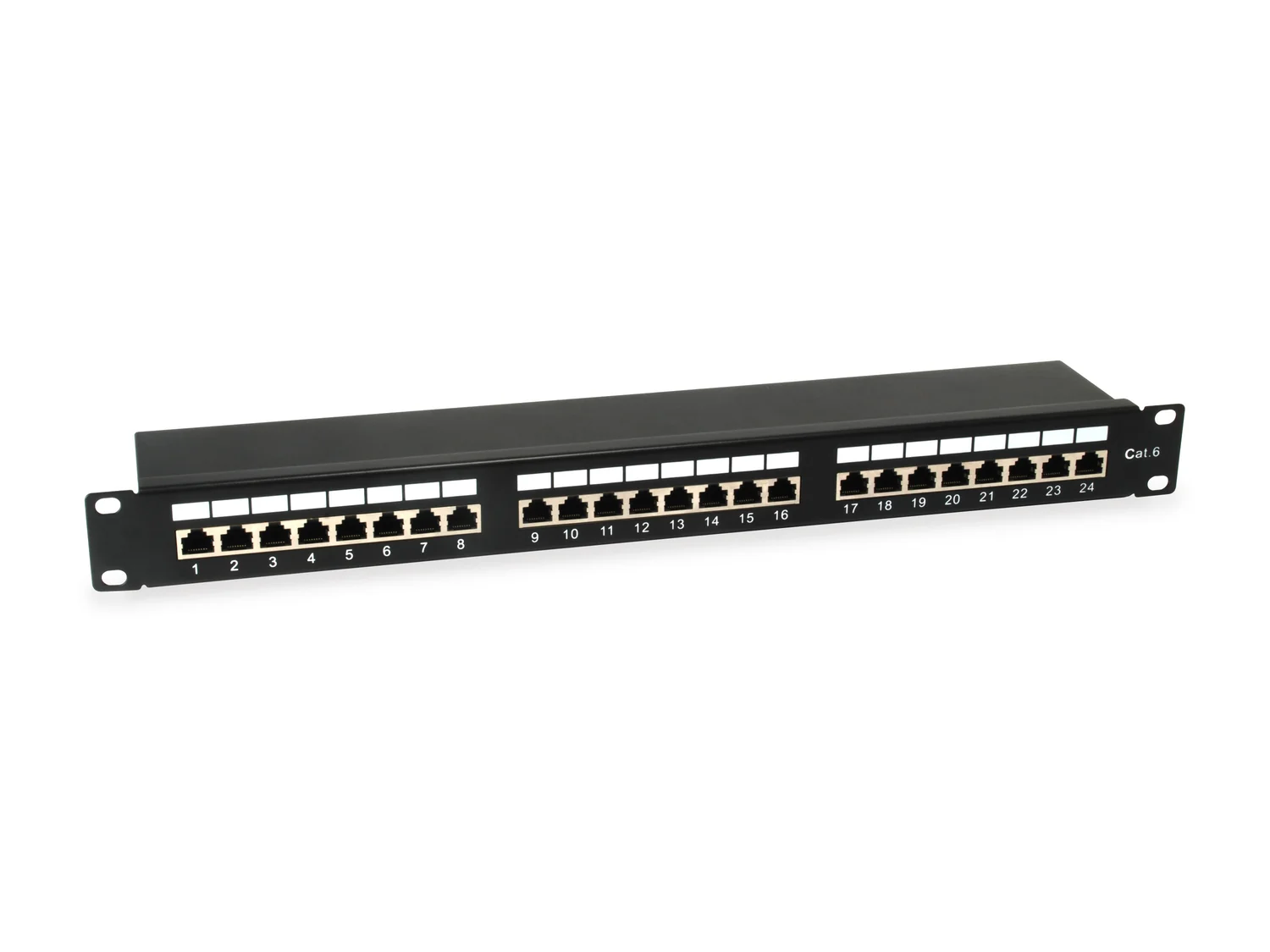 Painel de Conexões Cat.6 24 Portas Blindado 19" 1U Gigabit Equip Preto - Imagem 1