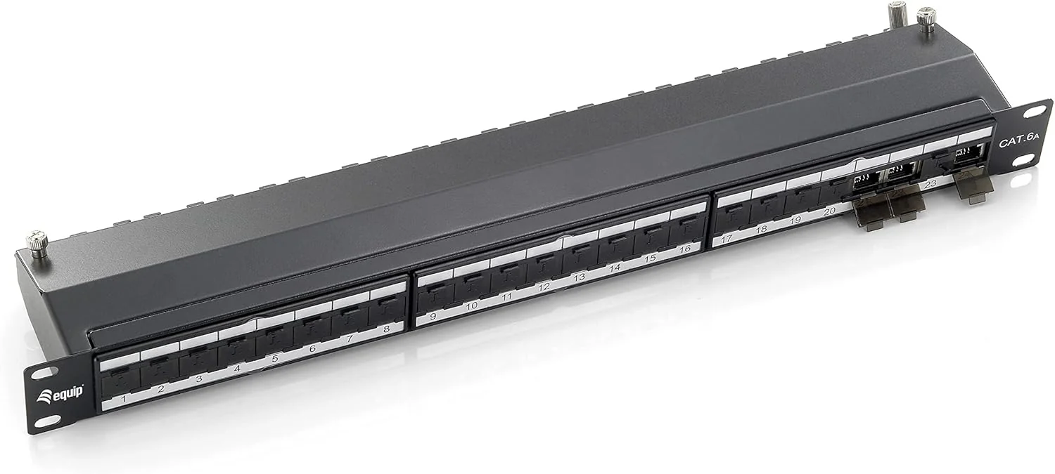 Painel de conexões Equip 326624 Cat6a 24 portas RJ-45 1U 19 polegadas preto - Imagem 2