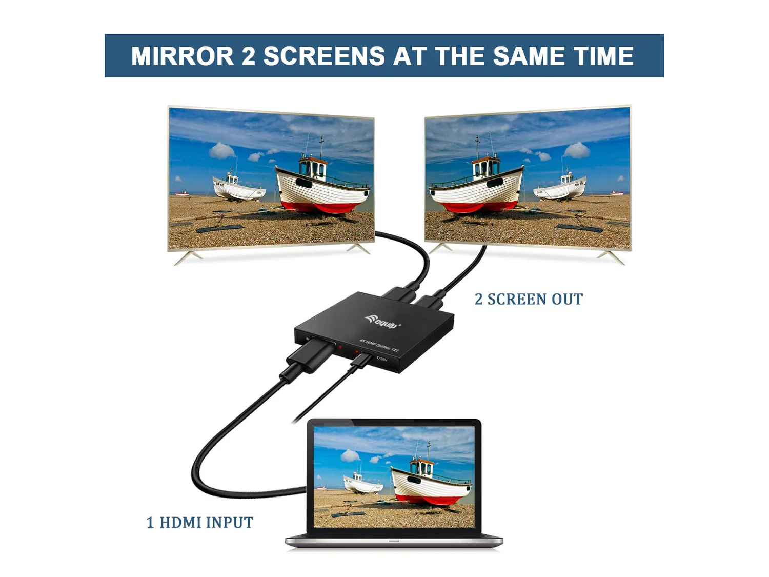 Splitter HDMI Ultra Slim 2 Portas 4K 60Hz Alimentado por USB Equip 332715 - Imagem 4