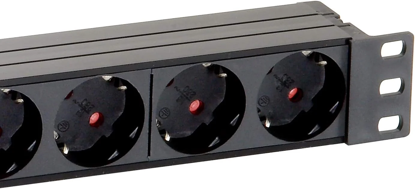 Régua de Tomadas PDU Rack 19" 8 Tomadas Schuko com Interruptor Equip 333283 Cabo 1,8m Preta - Imagem 4