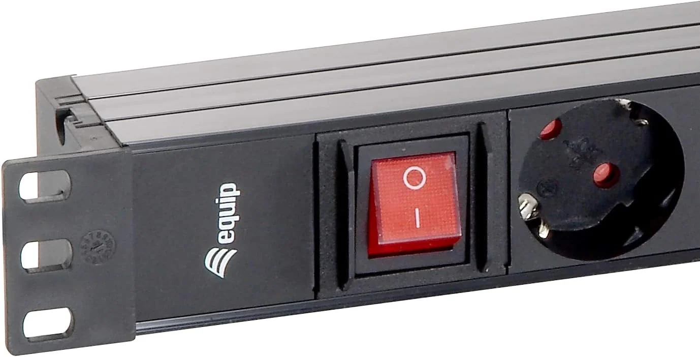 Régua de Tomadas PDU Rack 19" 8 Tomadas Schuko com Interruptor Equip 333283 Cabo 1,8m Preta - Imagem 2