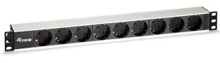 Régua de tomadas PDU 19" 1U para rack com 9 saídas Schuko, cabo 1,8 m, alumínio, 16 A Equip 333292 - Imagem 1