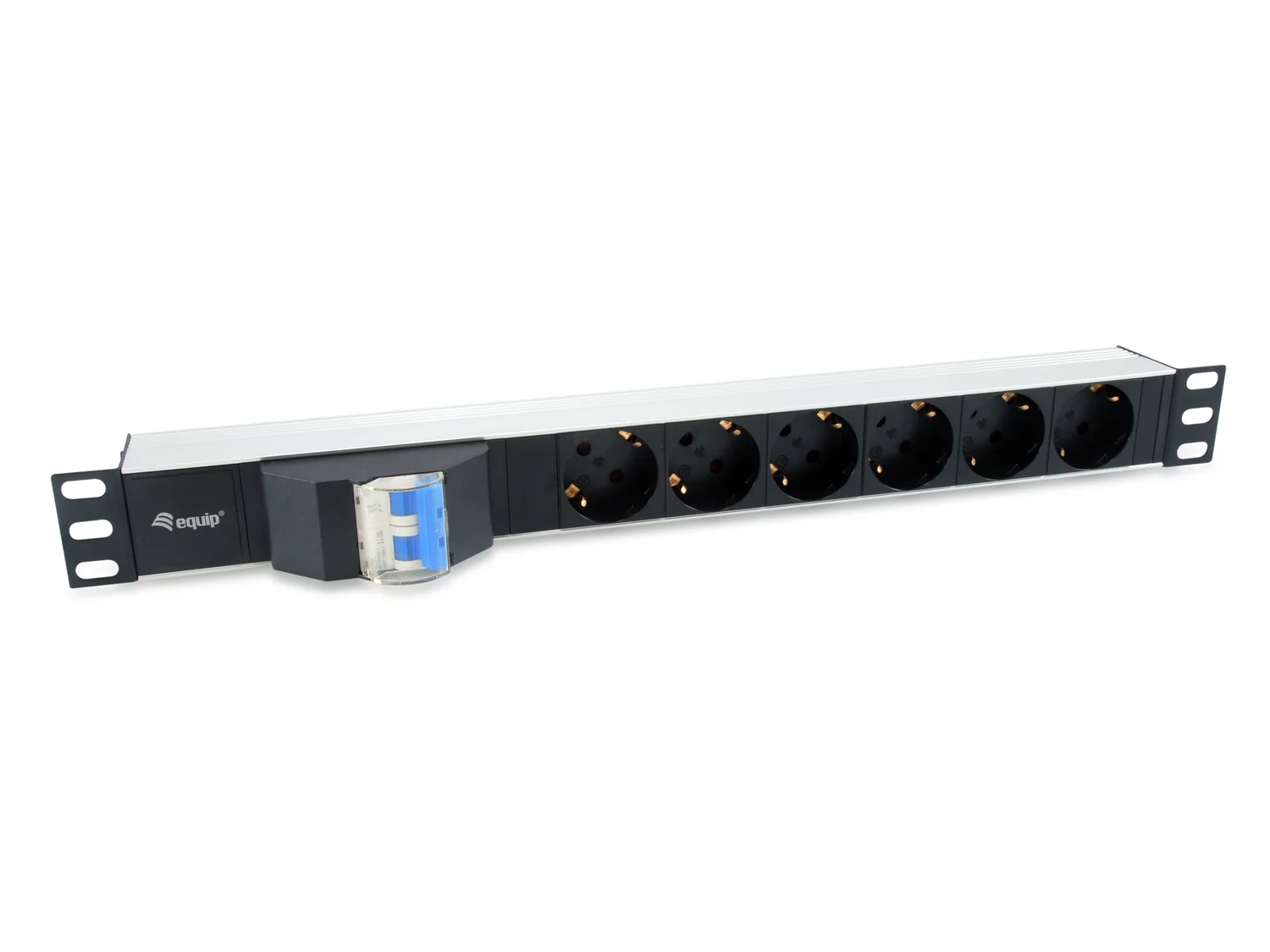 Unidade de Distribuição de Energia PDU 6 Tomadas 1U Rack 16A 3500W Equip Preto