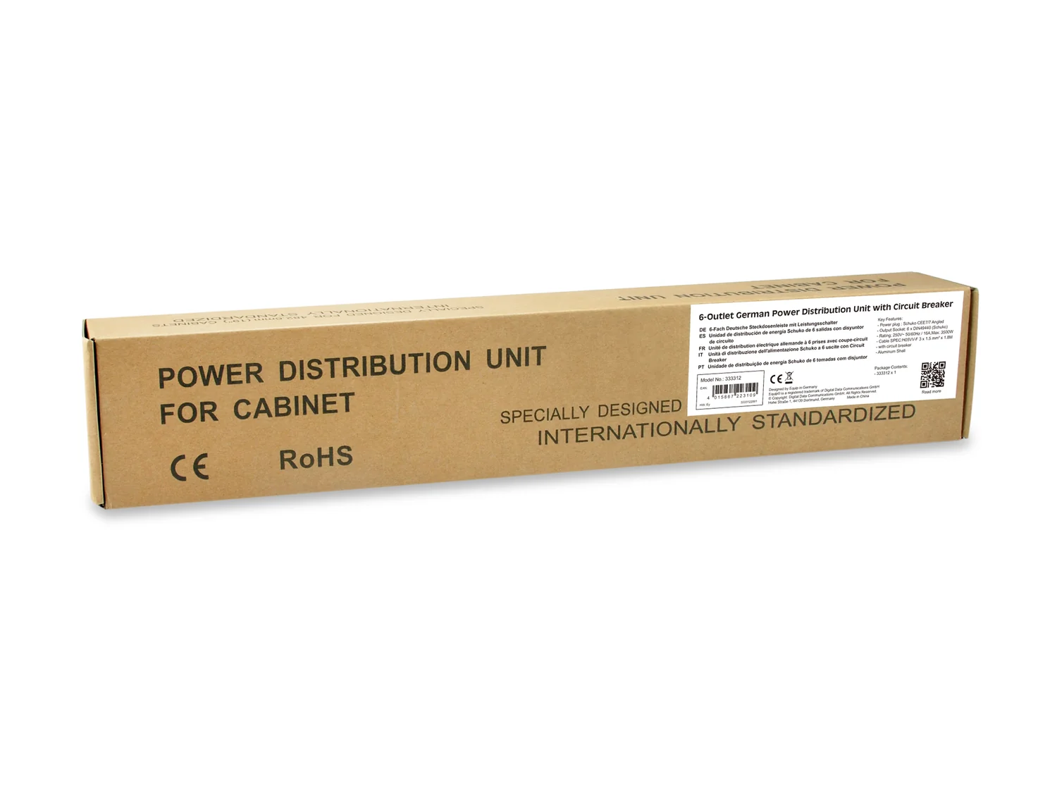 Unidade de Distribuição de Energia PDU 6 Tomadas 1U Rack 16A 3500W Equip Preto - Imagem 2