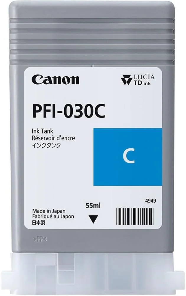 Tinteiro Canon PFI-030 ciano 55 ml para plotters imagePROGRAF TA-20 e TA-30 - Imagem 1