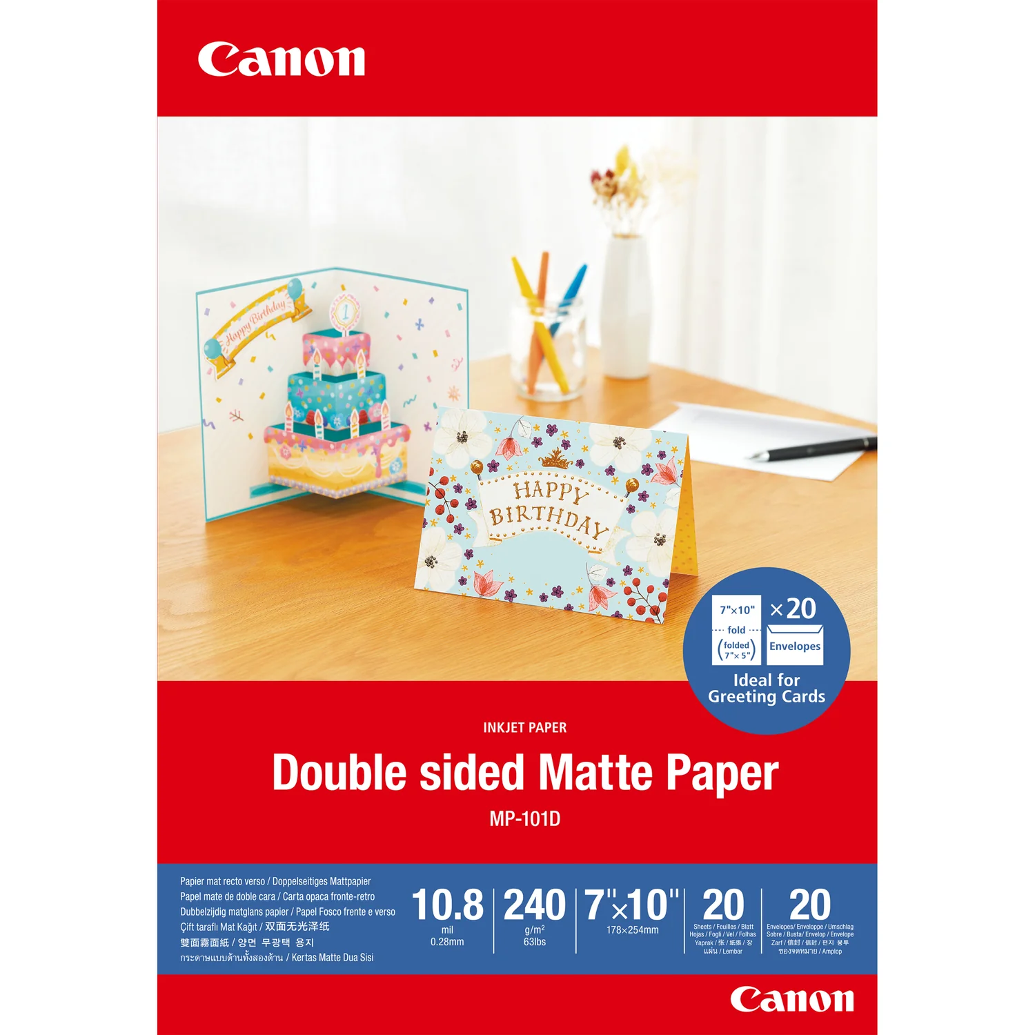 Papel fotográfico Canon MP-101D Double Matte A4 7x10 240g 20 folhas