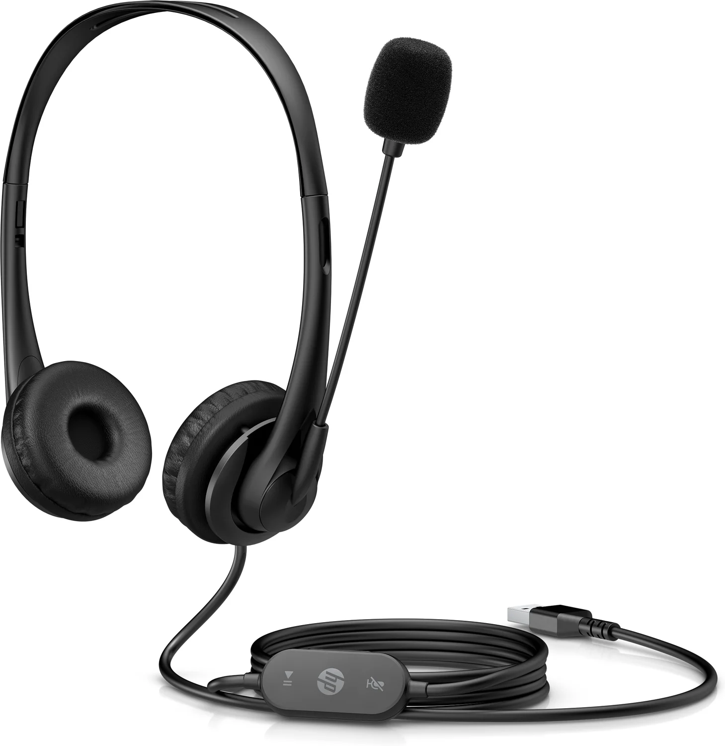 Auscultadores USB com Fios HP G2 Estéreo Binaural com Microfone Boom - Preto - Imagem 3