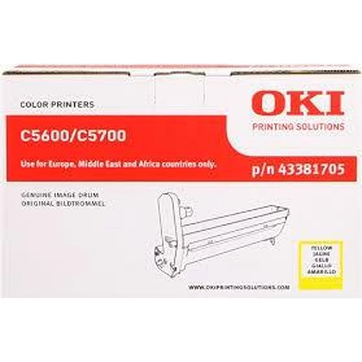 Tambor de impressão Oki amarelo para OKI C5600 C5700 EP Cart 20.000 páginas - Imagem 1