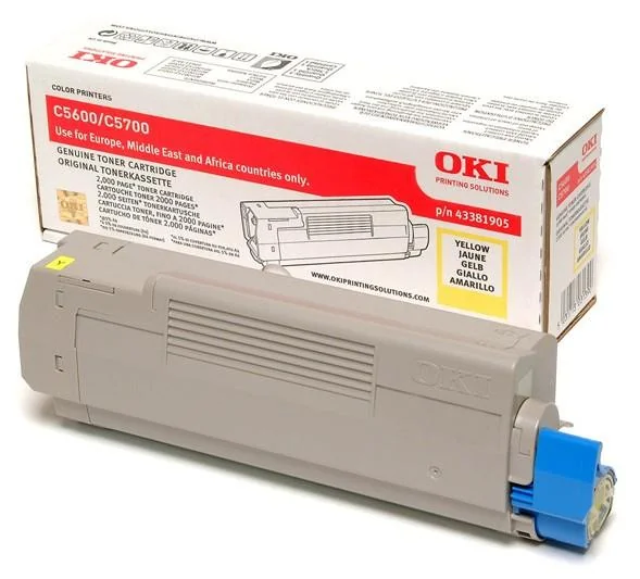 Toner OKI 43381905 Amarelo 2.000 Páginas para C5600 / C5700
