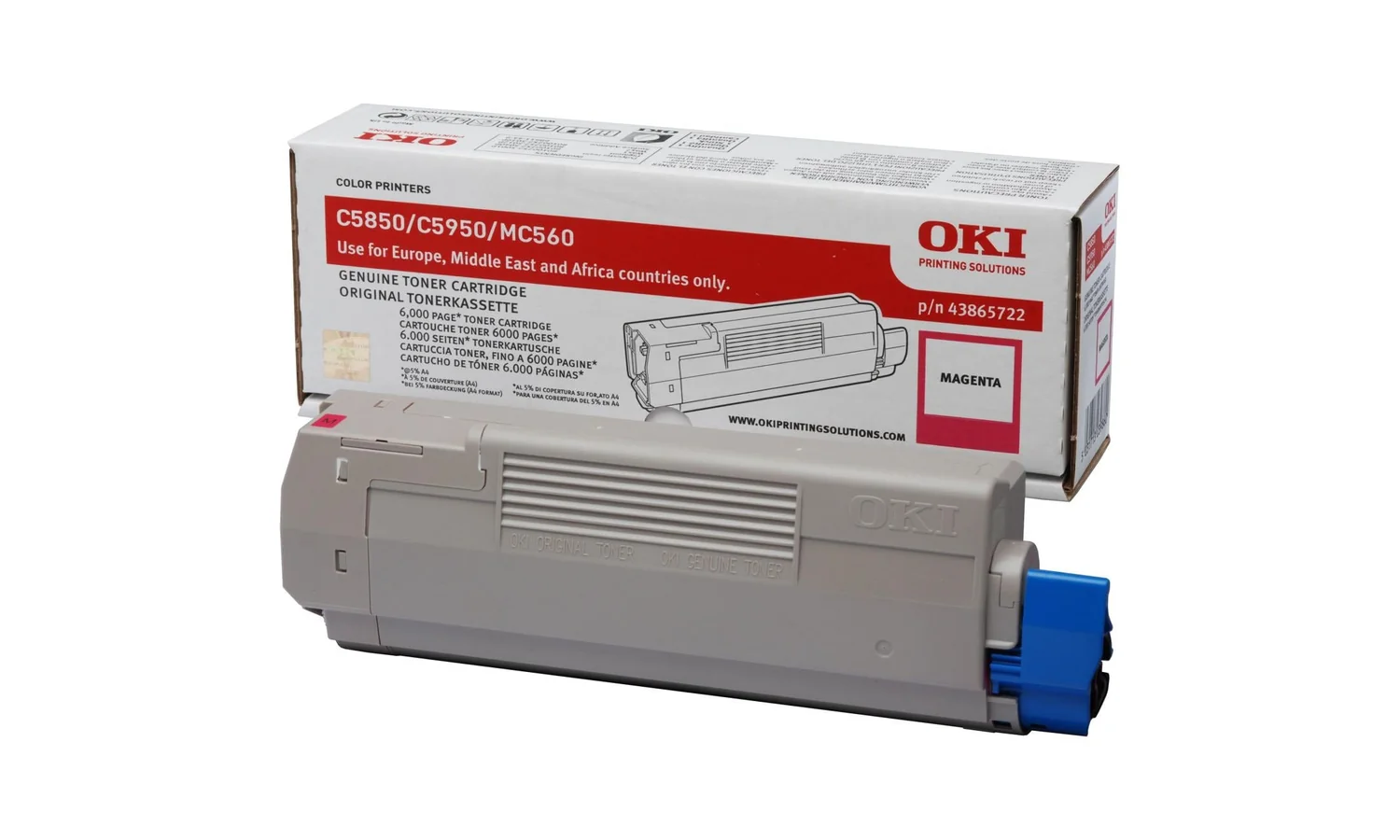 Toner OKI 43865722 Magenta para C5850/C5950/MC560 (6.000 páginas) - Imagem 1