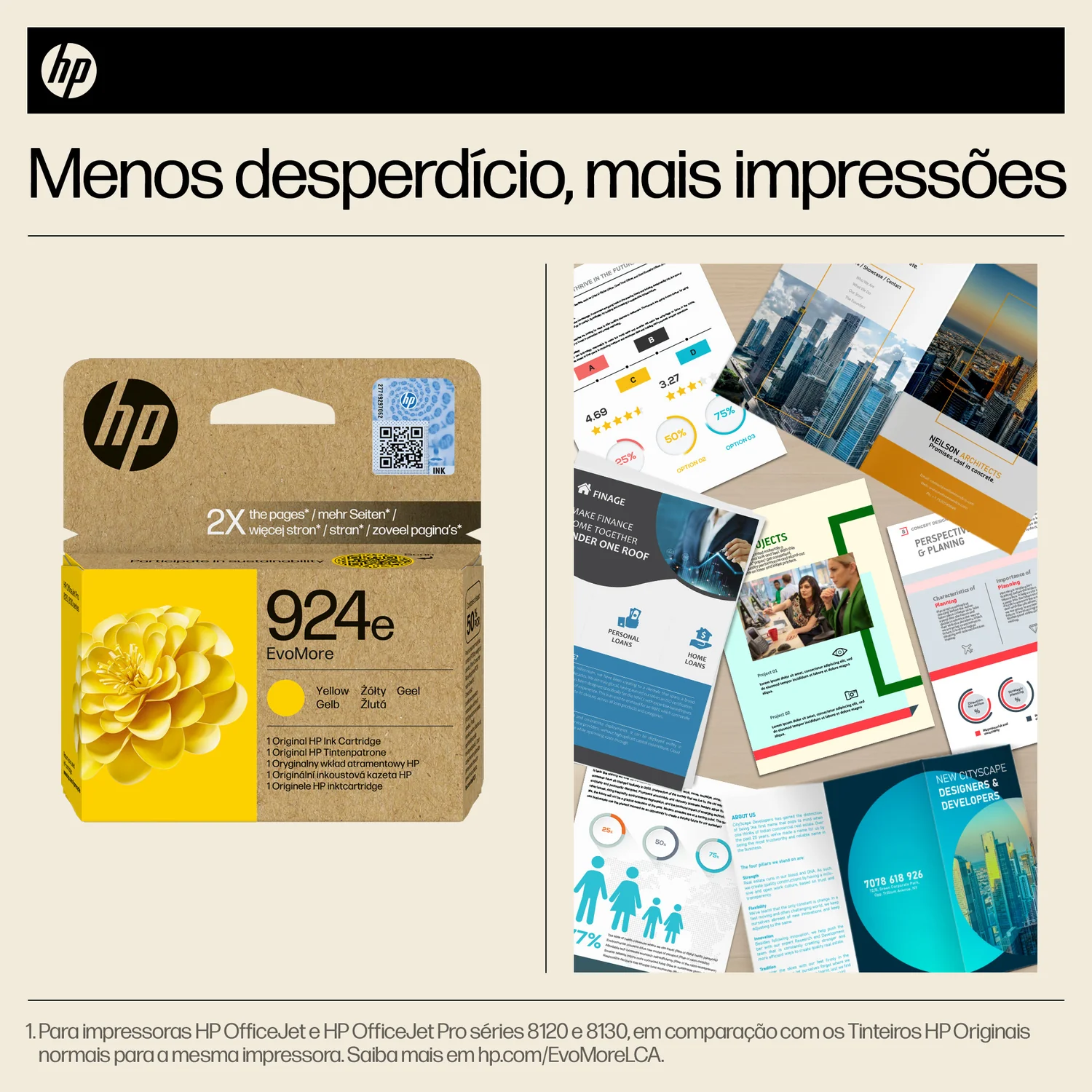 Tinteiro HP 924e EvoMore Amarelo Original Rendimento Alto (XL) 800 Páginas - Imagem 3